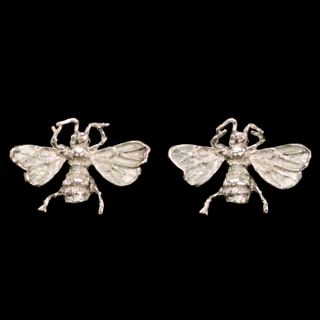 Sterling Silver Handmade Mexican Bee Stud Earrings