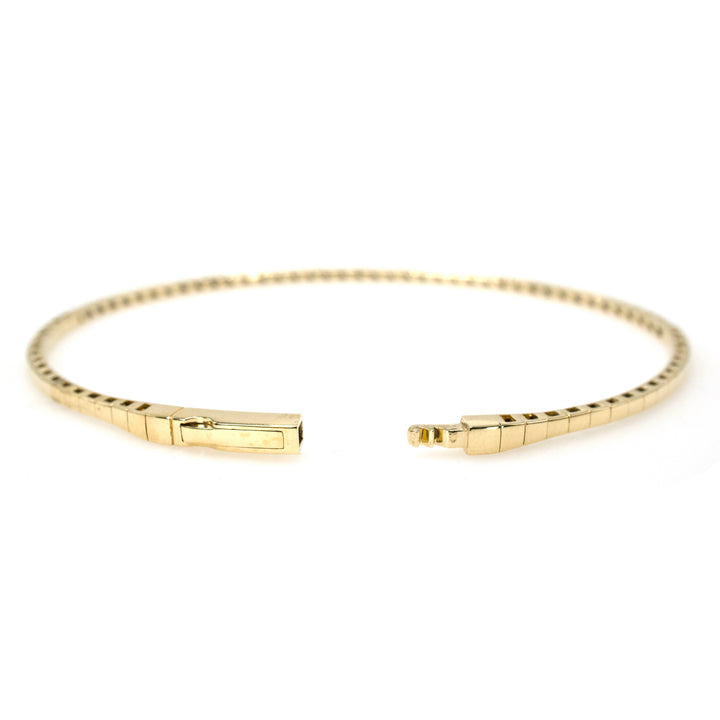 Thin 14K Yellow Gold and Diamond Flexible Bangle Bracelet