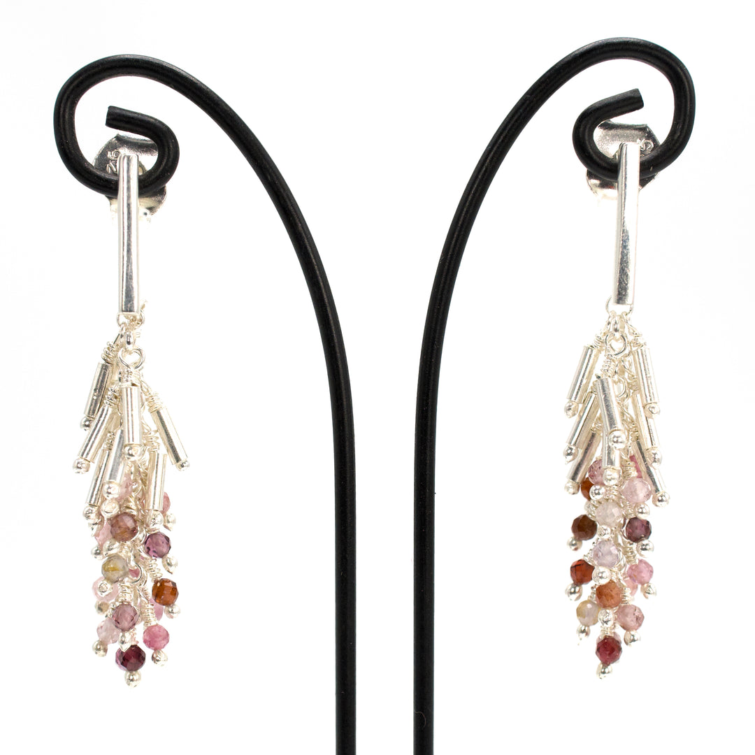 Sterling Silver Confetti Style Drop Earrings with Spinel