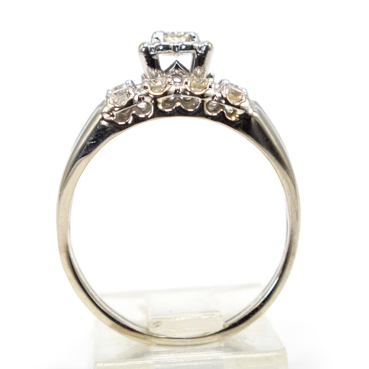 1940s 14K White Gold Illusion Mount Diamond Wedding Set
