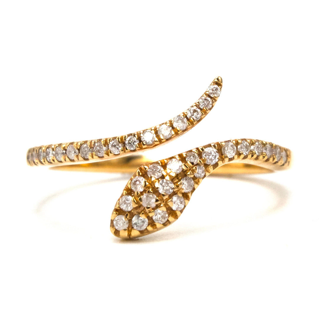 18 Karat Rose Gold and Diamond Snake Ring