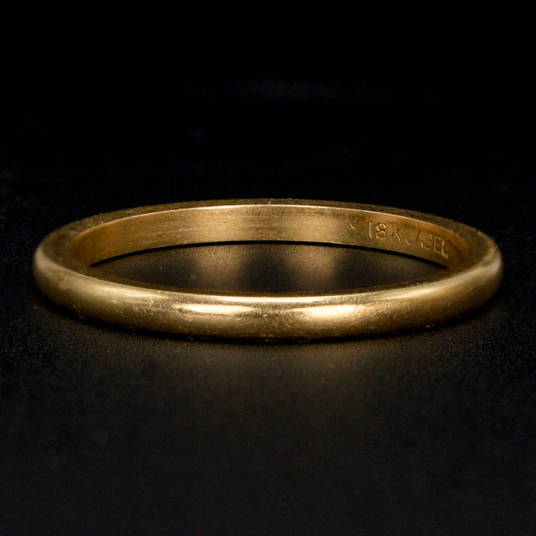Estate Jabel Half Round 18K Yellow Gold Thin Band