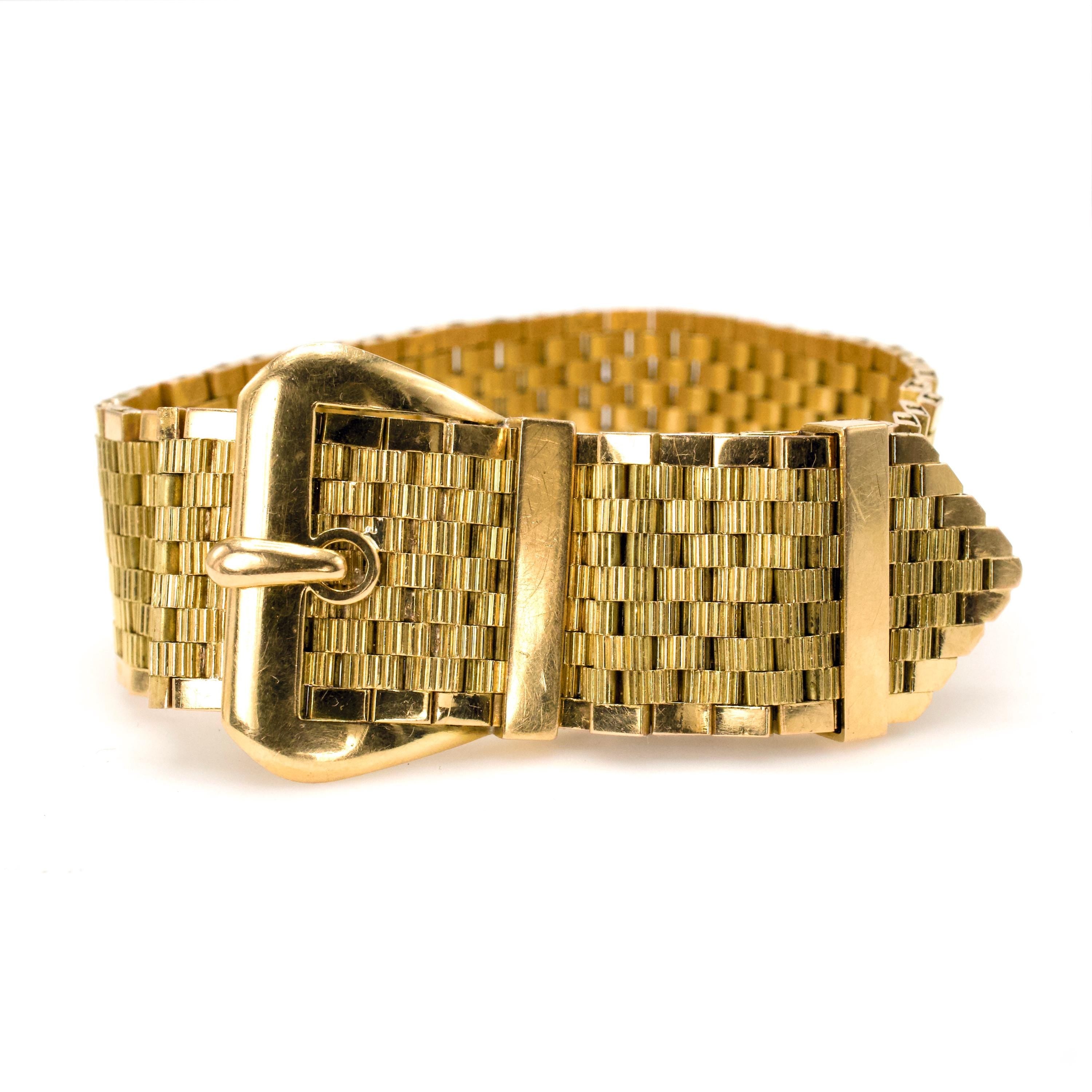 18K Yellow Gold Buckle Style Retro Bracelet – A.J. Martin