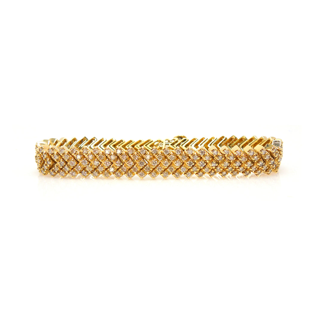 18K Yellow Gold and Diamond Bracelet Chevron Style Bracelet