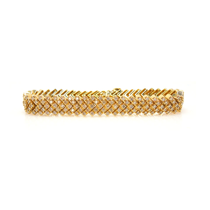 18K Yellow Gold and Diamond Bracelet Chevron Style Bracelet
