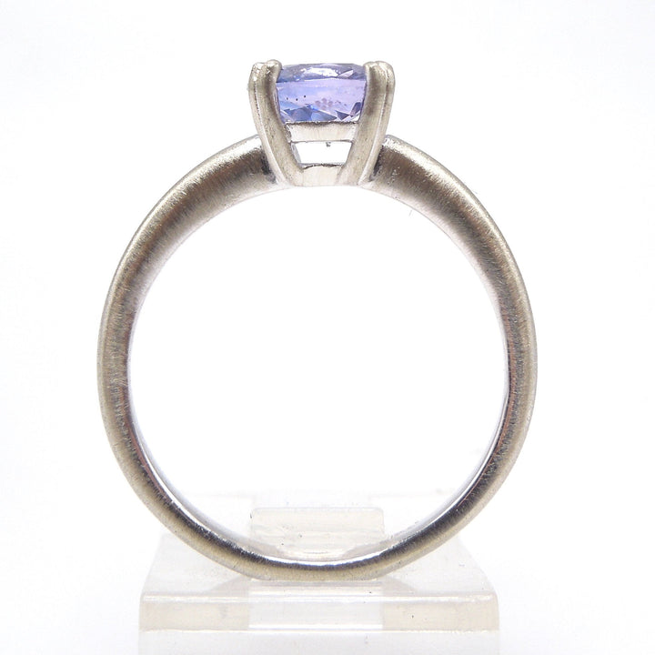 1.21ct Cushion Cut Natural Purple Sapphire Solitaire - Brushed 14K White Gold