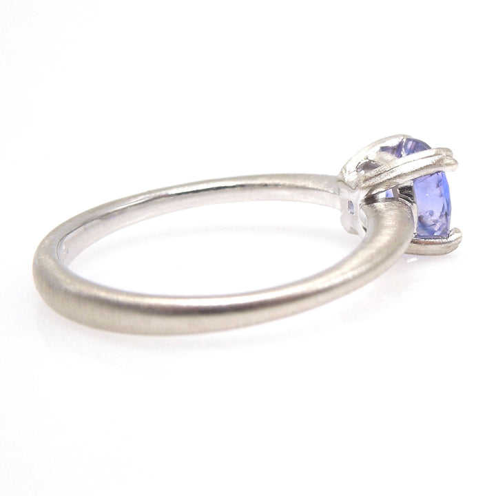 1.21ct Cushion Cut Natural Purple Sapphire Solitaire - Brushed 14K White Gold