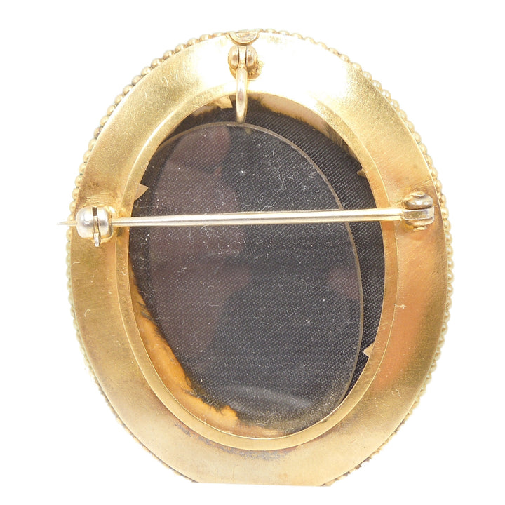 18K Yellow Gold Victorian Locket with Starburst of Pearls and Rose Cut Diamonds Inlaid in Turquoise Glass