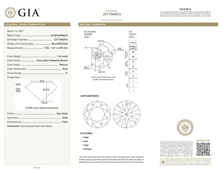 GIA Certified 1.62ct Fancy Dark Yellowish Brown Diamond Engagement Ring in Platinum with Halo
