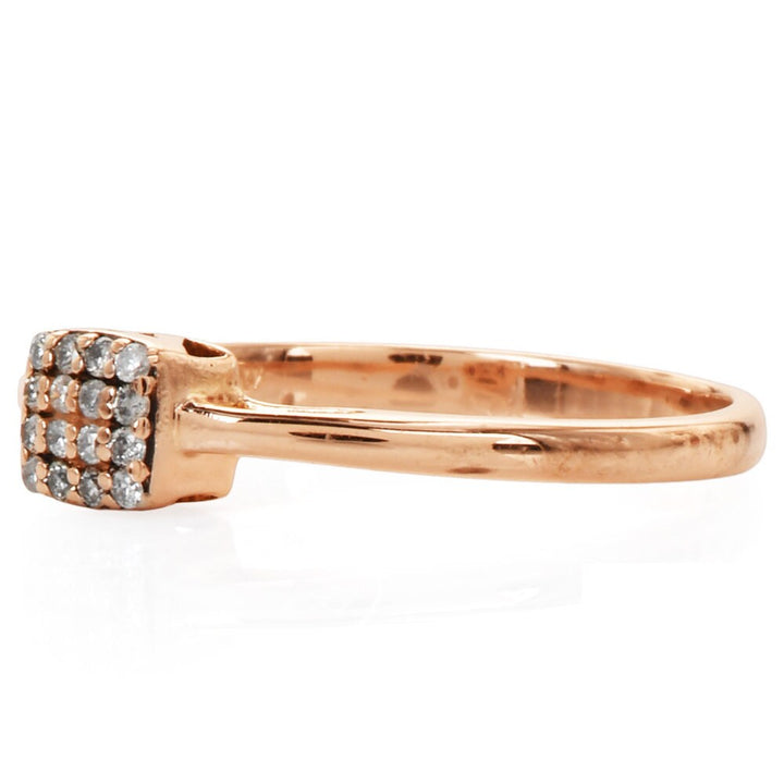 Rose Gold and Diamond Geometric Square Stackable Ring