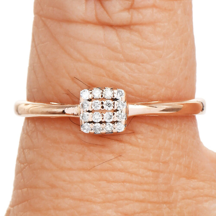 Rose Gold and Diamond Geometric Square Stackable Ring