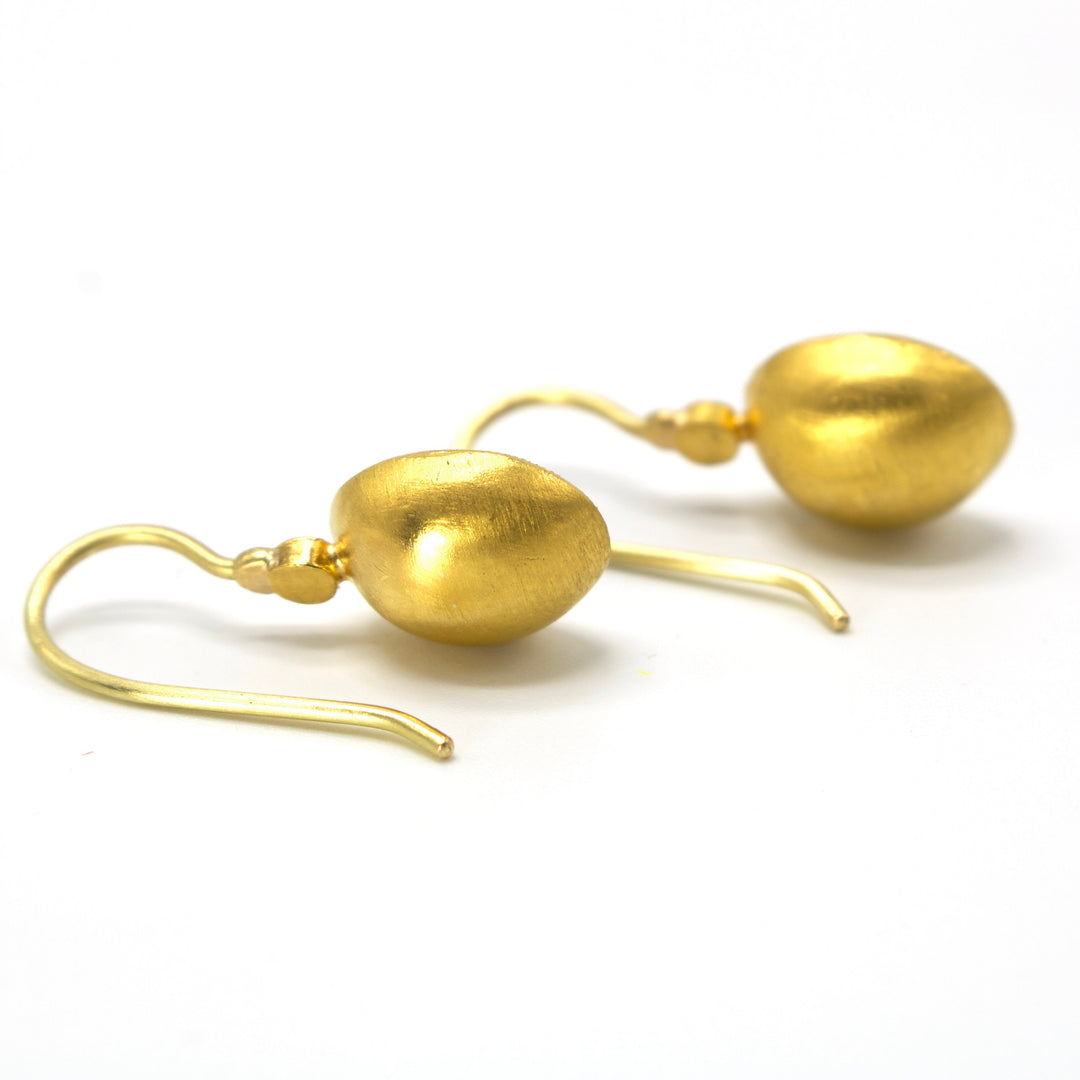 24K Yellow Gold Oval Peridot and Diamond Drop Earrings