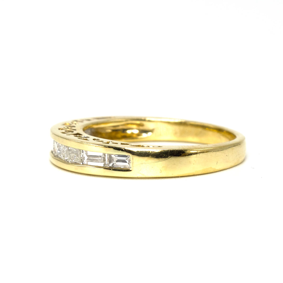 Vintage Yellow Gold and Baguette Diamond Anniversary Band