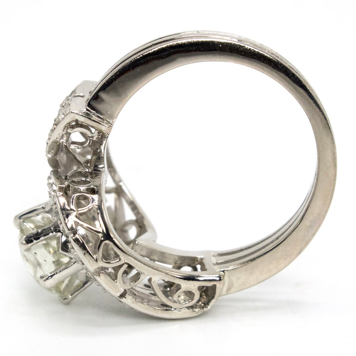 Retro Bypass Swirl Engagement Ring with 2.55 carat European Cut Diamond in Platinum