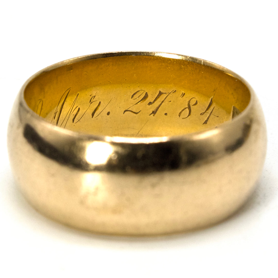 18K Yellow Gold Wide Cigar Style Wedding Band