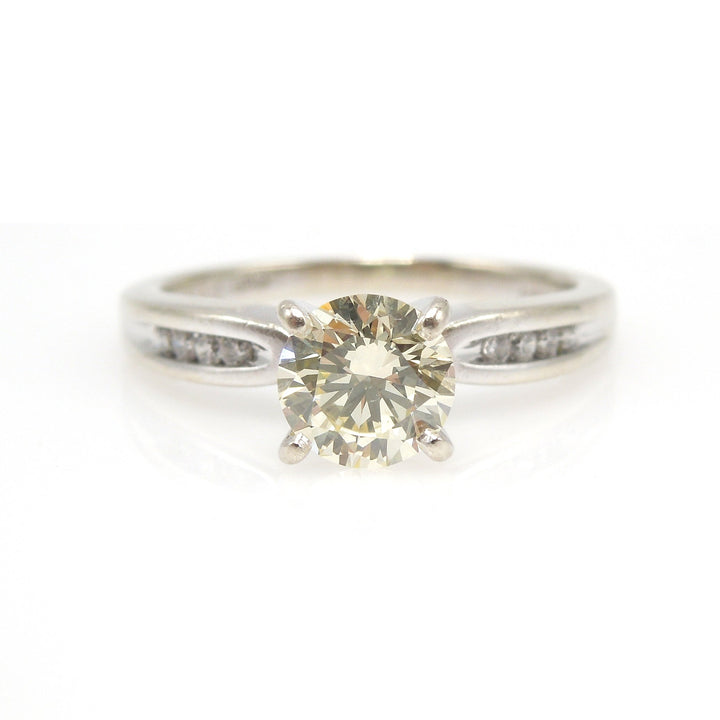 0.71ct Yellow Diamond Solitaire Engagement Ring in White Gold