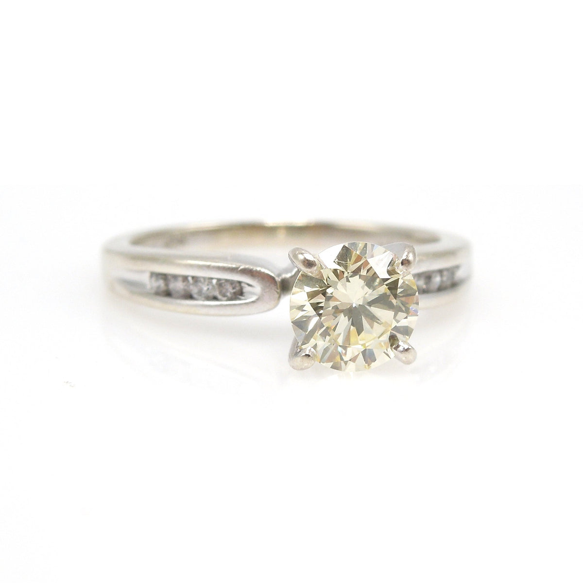 0.71ct Yellow Diamond Solitaire Engagement Ring in White Gold