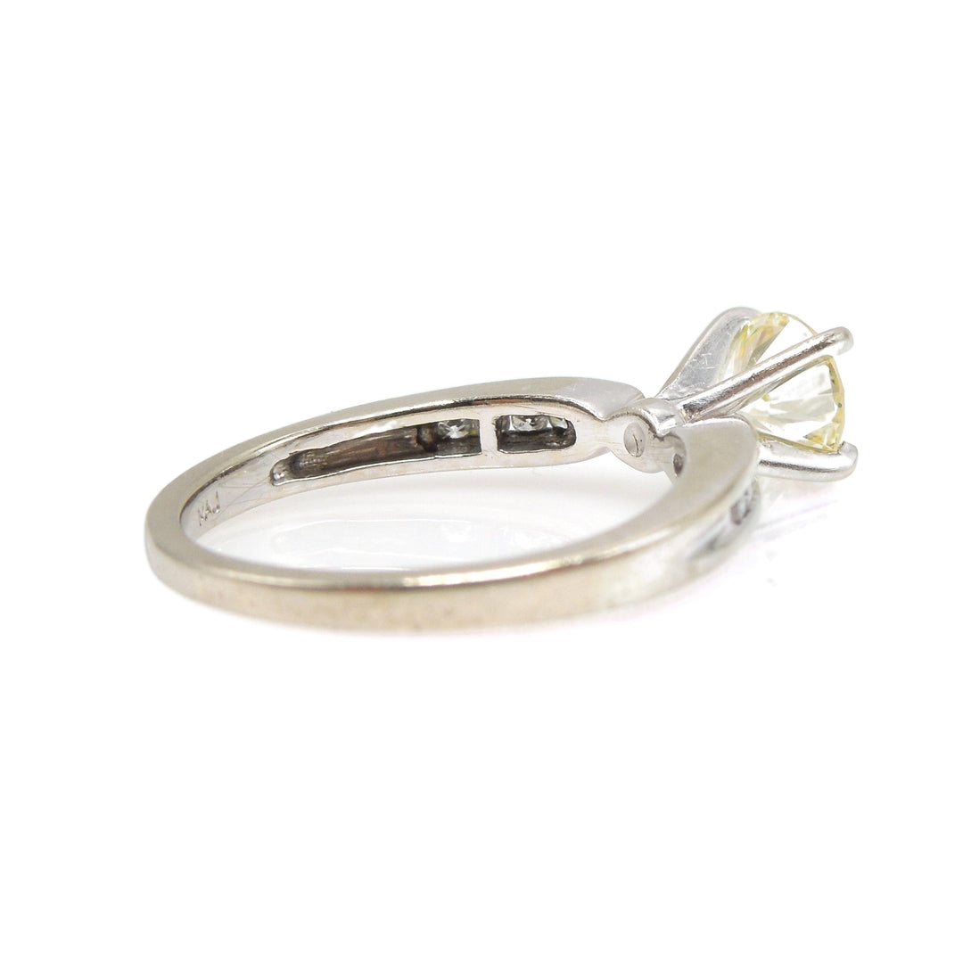 0.71ct Yellow Diamond Solitaire Engagement Ring in White Gold