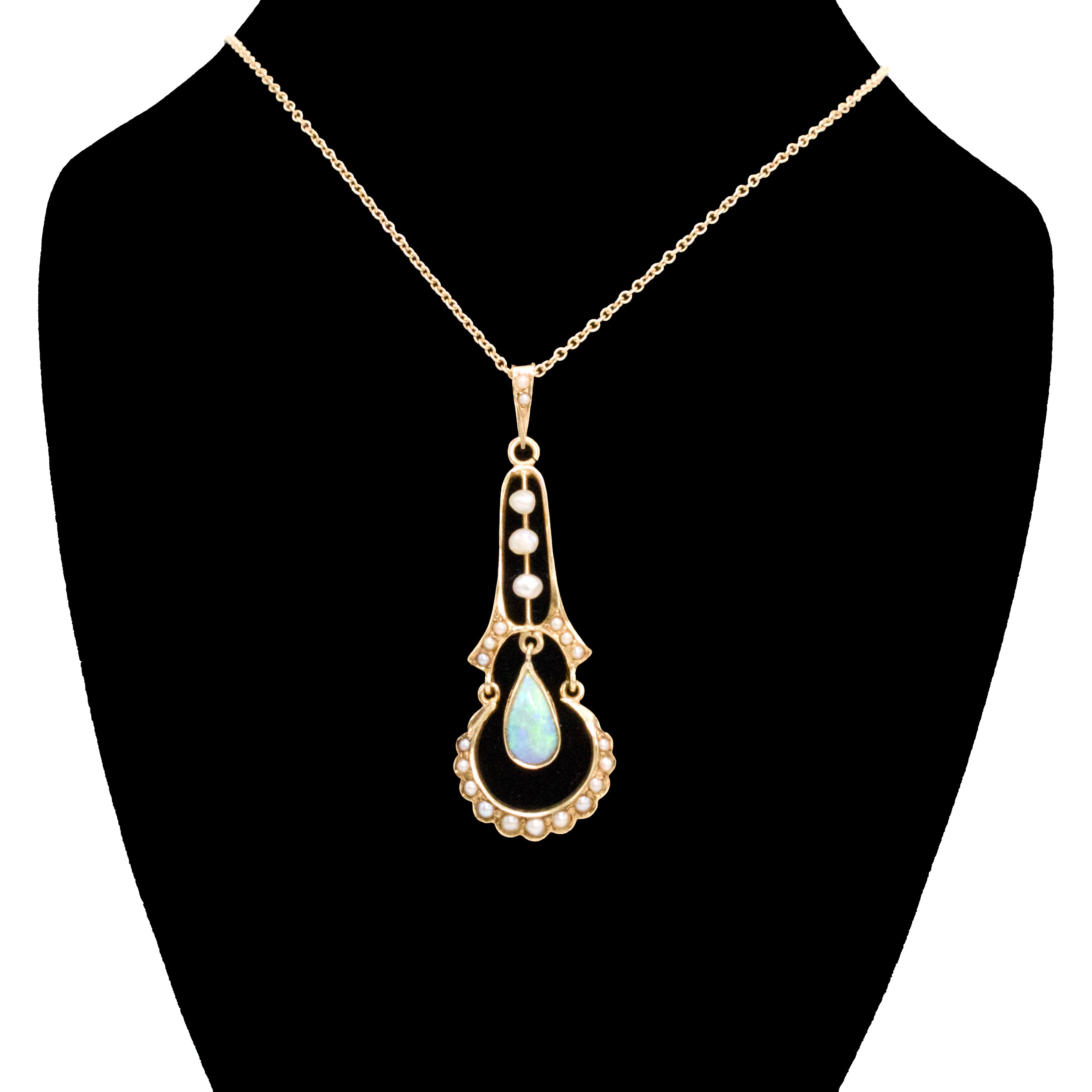 2024 14k solid gold opal garnet pearl pendant