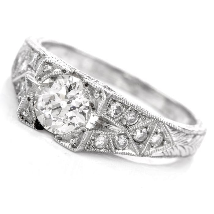 0.85ct Estate Old European Cut Diamond Engagement Ring in Platinum