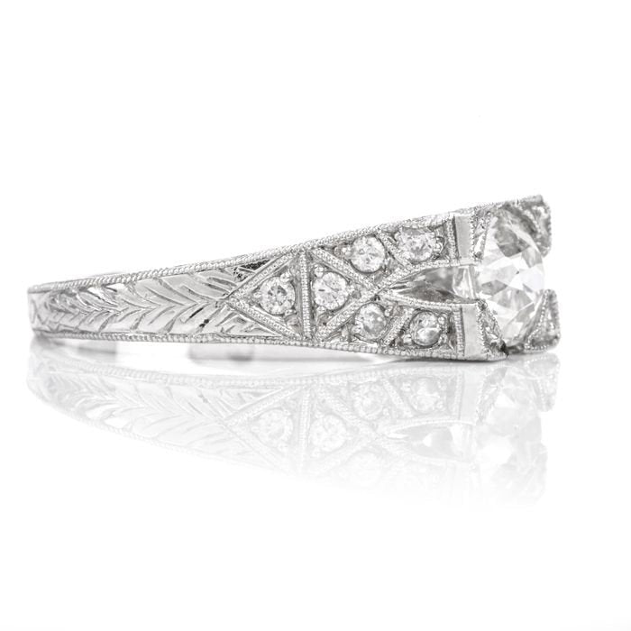 0.85ct Estate Old European Cut Diamond Engagement Ring in Platinum