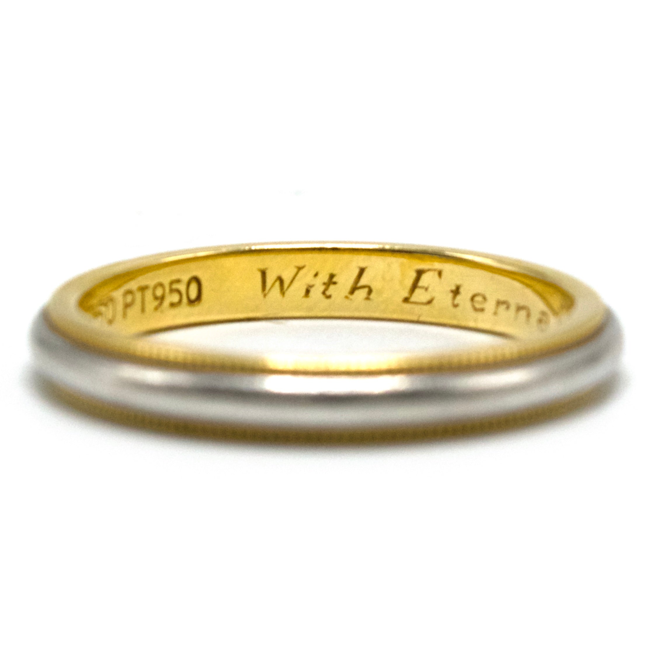 『TEN $RING 金銀 19』 Narrow Tiffany & Co. Gents Milgrain Wedding Band in Platinum and