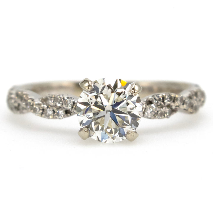 0.90 Carat Twisted Lace Style Diamond Solitaire Engagement Ring