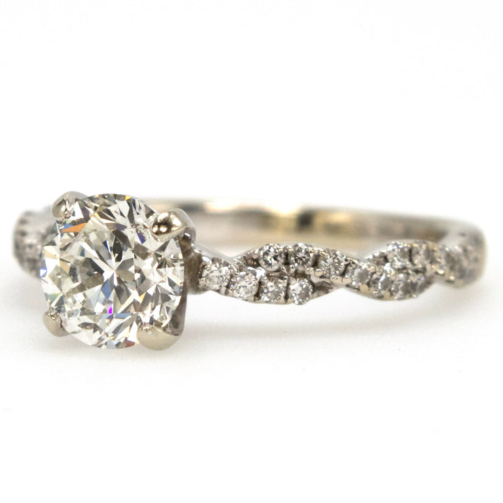 0.90 Carat Twisted Lace Style Diamond Solitaire Engagement Ring