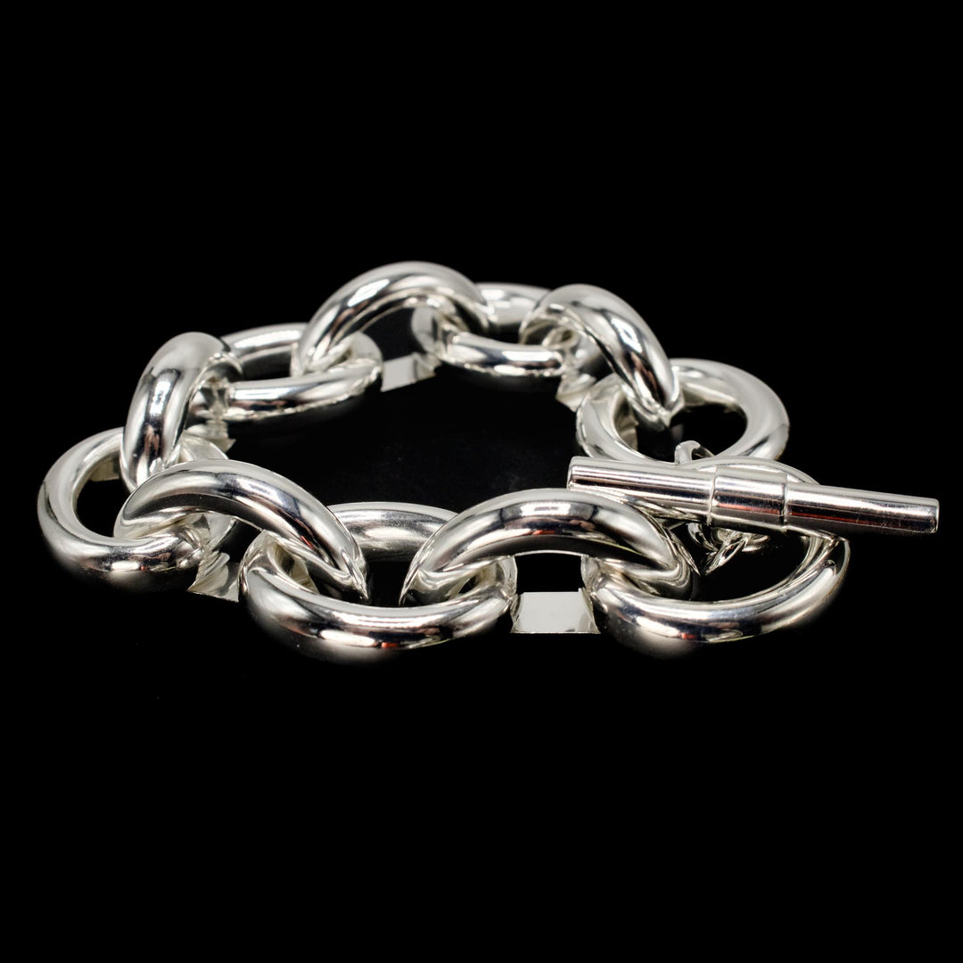 Oversize Taxco Mexican Sterling Silver Link Bracelet