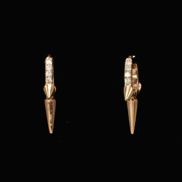 18K Rose Gold and Diamond Spiked Hoop Earrings