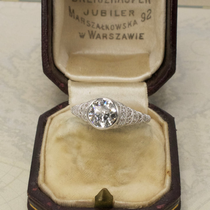 1.01 Carat Diamond in Filigreed Art Deco Style Solitaire Mounting