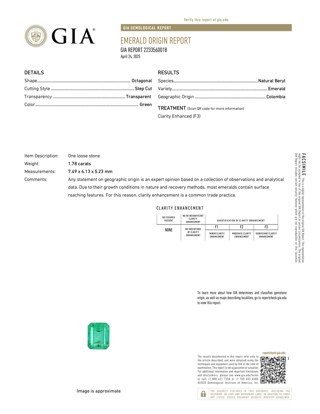 Art Deco Style GIA® 1.78 Carat Colombian Emerald and Diamond Engagement Ring in Platinum