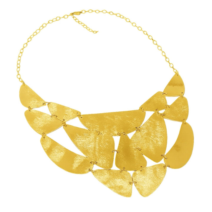 Oversized Brazilian 18K Gold Plated Organic Disc Collar Necklace