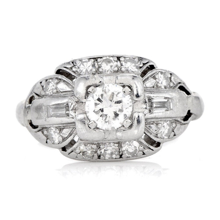 Antique Art Deco Wide Quarter Carat Diamond Platinum Engagement Ring