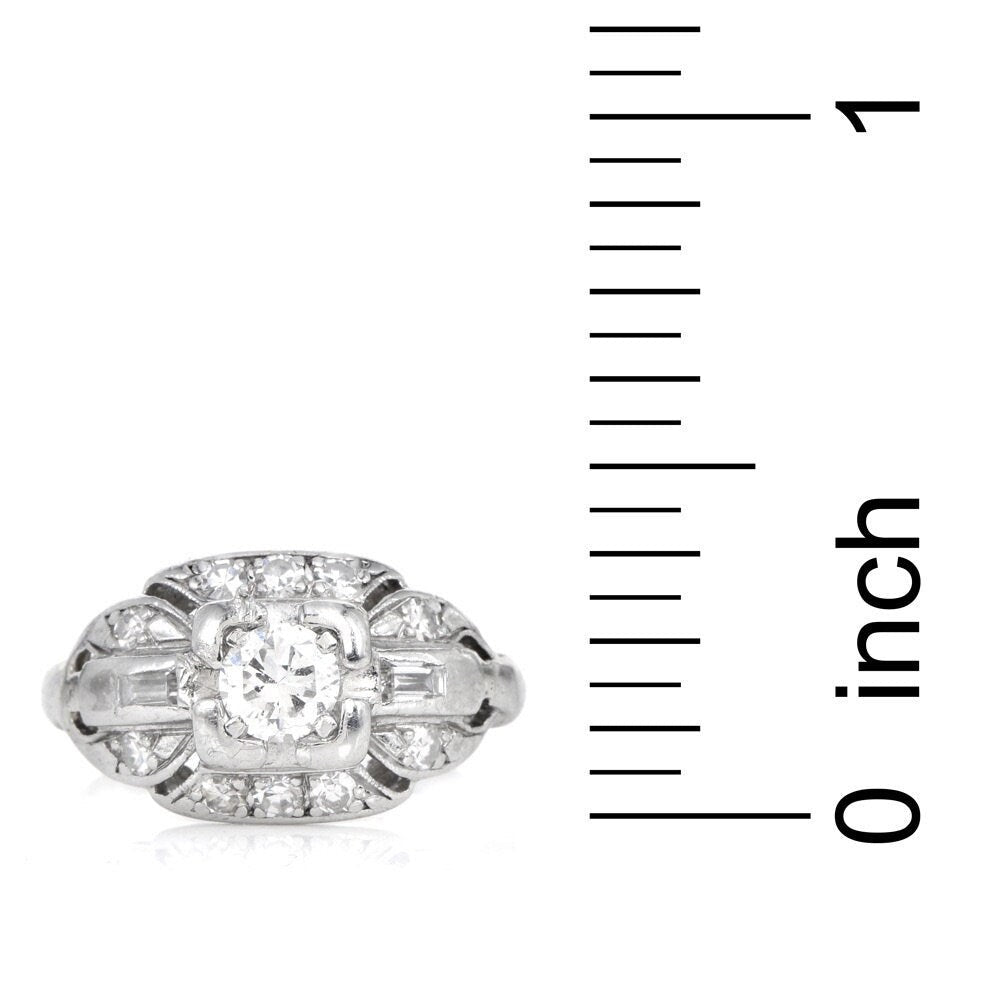 Antique Art Deco Wide Quarter Carat Diamond Platinum Engagement Ring