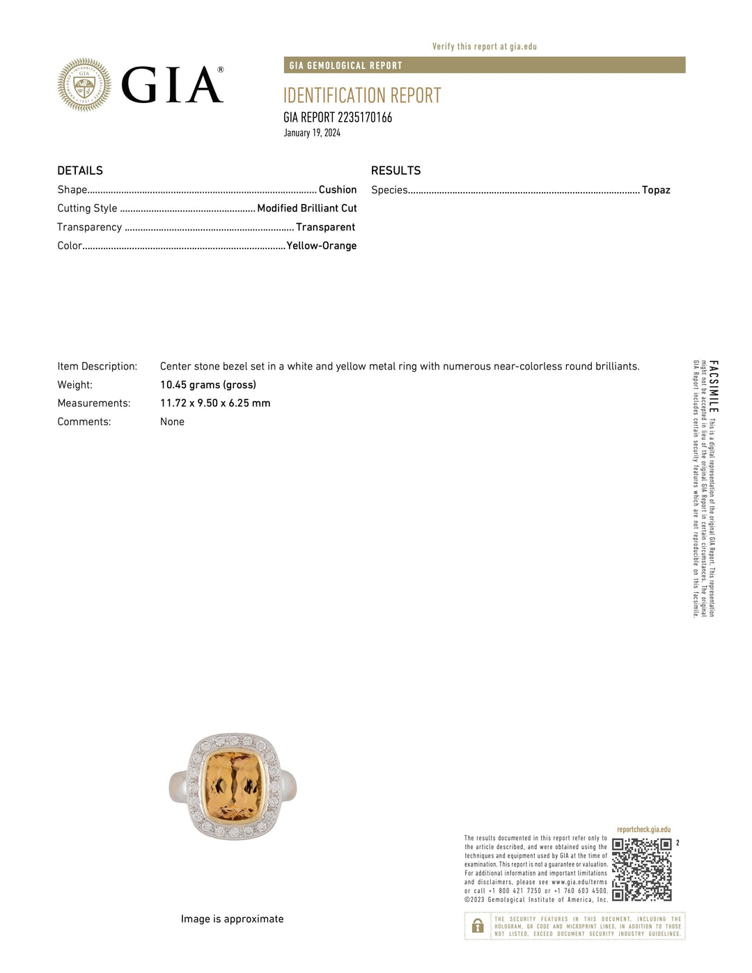 Approximately 6.00 Carat Precious Topaz Ring with Diamond Halo in 18K