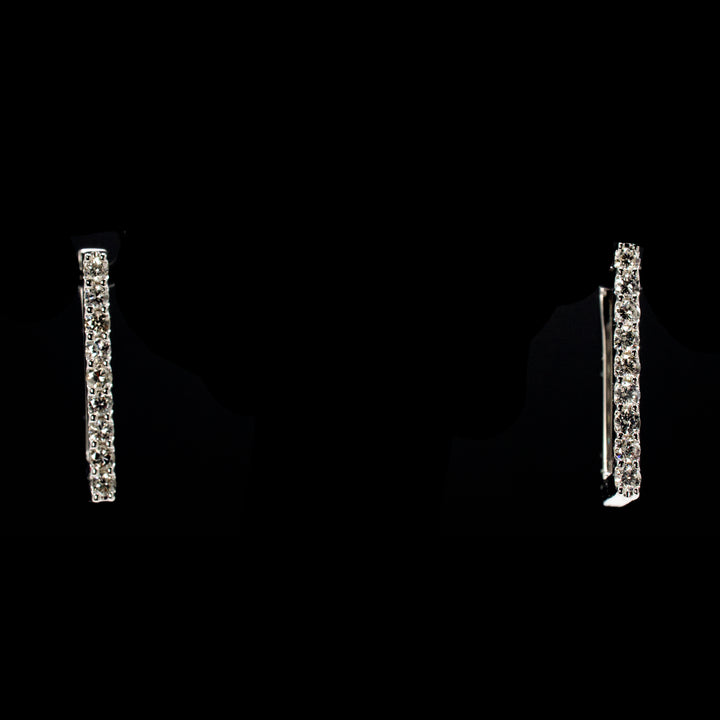 Rectangular Diamond Hoop Earrings with Latch Backs