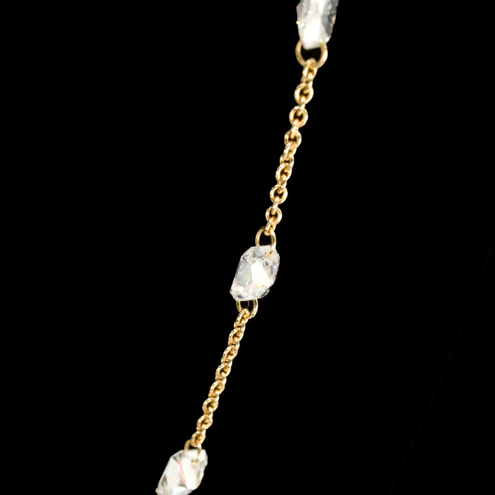 18K Yellow Gold and Drilled Cushion Cut Diamond Necklace