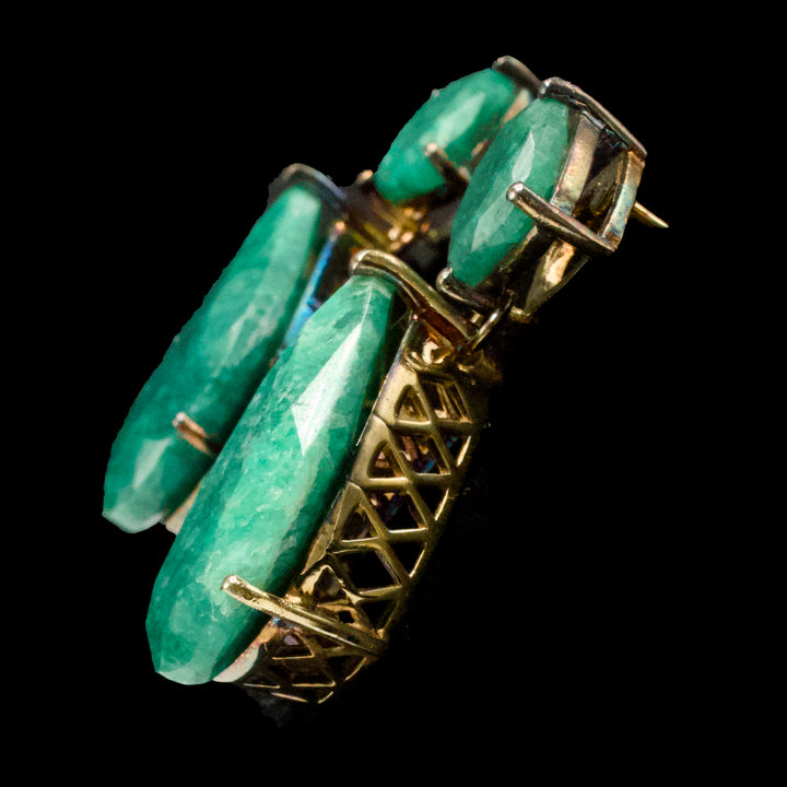 Vermeil (Gold over Sterling) Emerald Drop Earrings