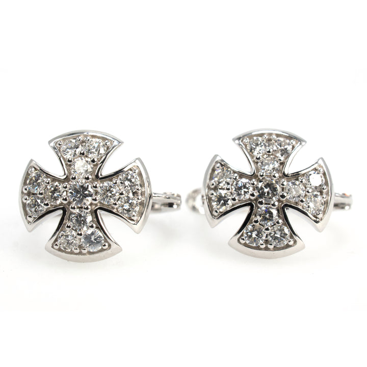 Templar Cross Pattée Lever Back Drop Earrings