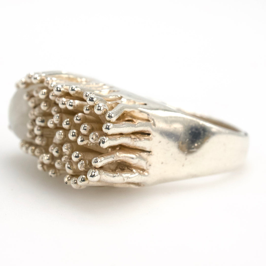 Nature Inspired Organic Sterling Silver and Moonstone Ring from Taxco (TeGo)
