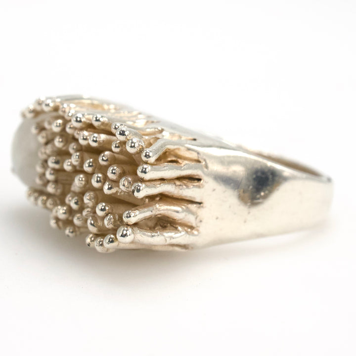 Nature Inspired Organic Sterling Silver and Moonstone Ring from Taxco (TeGo)
