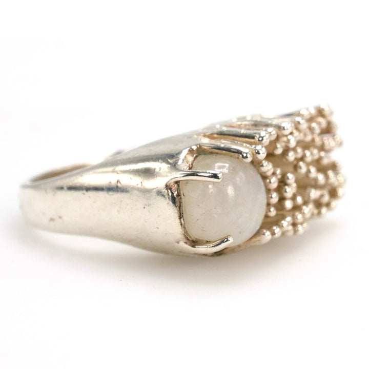 Nature Inspired Organic Sterling Silver and Moonstone Ring from Taxco (TeGo)