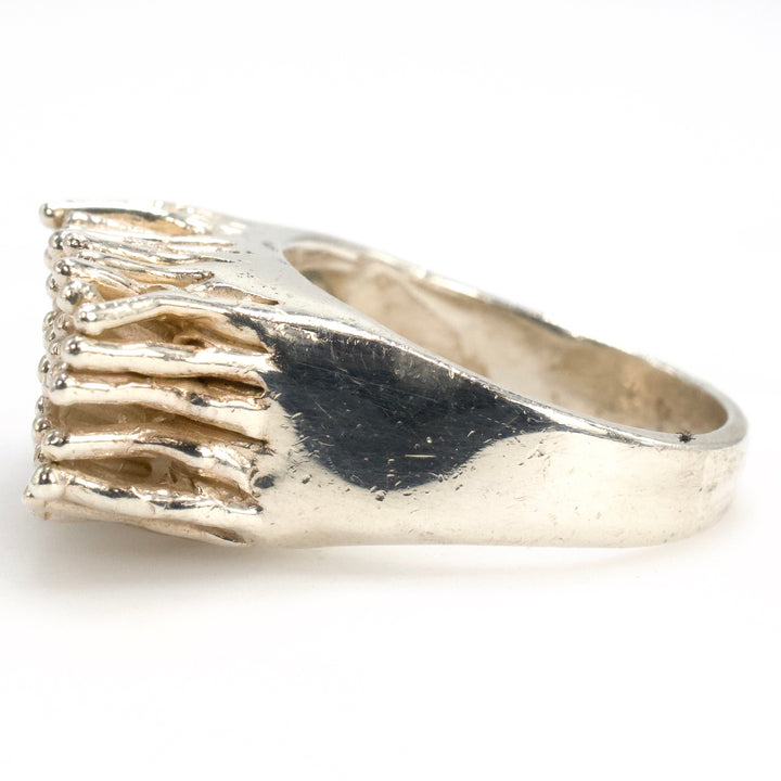 Nature Inspired Organic Sterling Silver and Moonstone Ring from Taxco (TeGo)