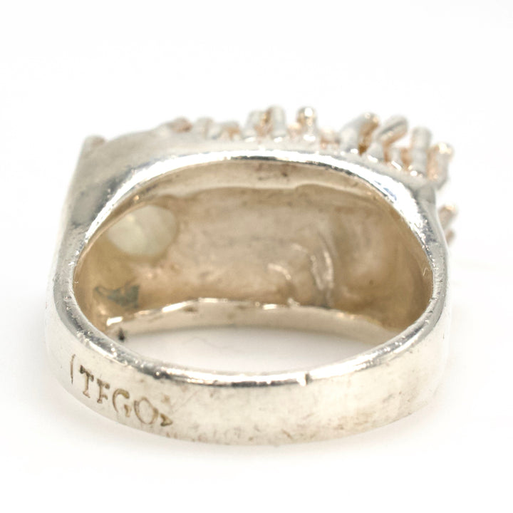 Nature Inspired Organic Sterling Silver and Moonstone Ring from Taxco (TeGo)