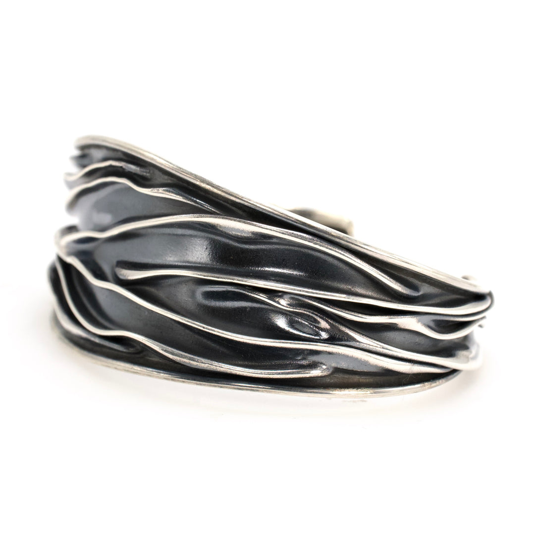 Nature Inspired Taxco Made Sterling Silver Cuff Bracelet
