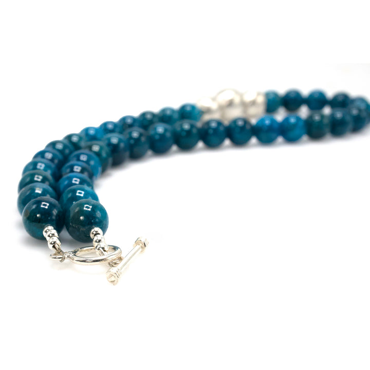 Blue Apatite and Sterling Silver Beaded Necklace