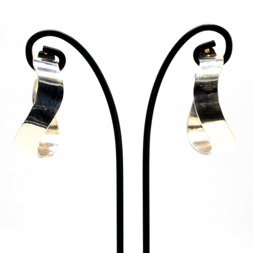 Abstract Sterling Silver Strip Hoop Earrings