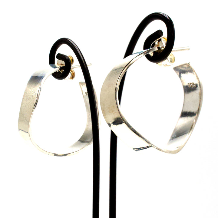 Abstract Sterling Silver Strip Hoop Earrings