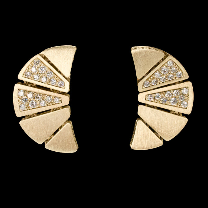 Articulated Gold and Diamond Wedge Drop Earrings